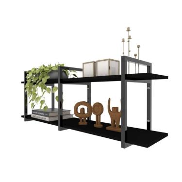 Imagem de Rack Prateleira Industrial Home Parede Hack Bancada Rack Rak Preto