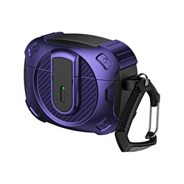 Imagem de LOOKCN Capa para fone de ouvido Apple Airpods Pro2 Nd AirpodsPro 3 2 Fecho Push-to-Lock Capa à prova de quedas de grau dilatar com fecho antiperda, para AirPods 1/2, roxo