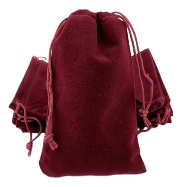 Imagem de AEAOA Sacos de presente, pacote com 10 peças de bolsas de joias de veludo com cordão de 30,5 x 20,3 cm, para doces, brinquedos, joias, guloseimas, lembrancinhas de festa de aniversário (vermelho