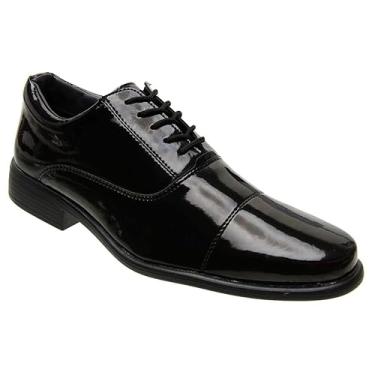 Imagem de Sapato Militar Formal Couro Masculino Oxford Esporte Fino (43, Preto Verniz)