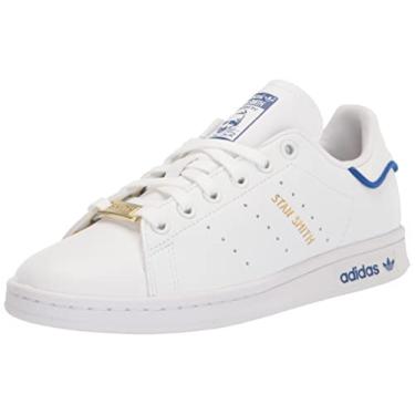 Imagem de adidas Originals Tênis masculino Stan Smith, Branco/time azul royal/amarelo, 6.5