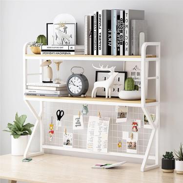 Imagem de Estante de mesa pequena - Estante de mesa de escritório, estante de mesa de computador, rack de exibição de material de escritório, rack de armazenamento de utensílios de cozinha de bancada