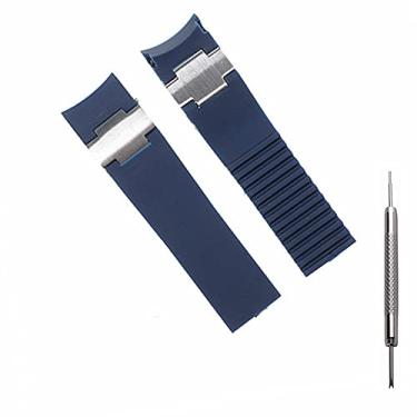 Imagem de Adwoa Pulseira de relógio de silicone de borracha de 22 mm com ferramenta de barra de mola – Pulseiras de relógio compatíveis com Ulysse Nardin Maxi Marine/Diver/Black Sea Watches