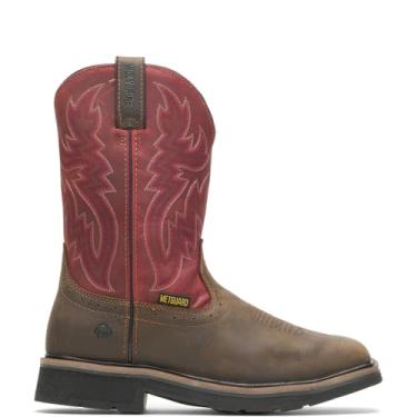 Imagem de Wolverine Tênis industrial masculino Rancher Met-Guard, Marrom/vermelho, 11.5 X-Wide