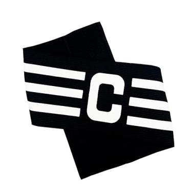 Imagem de Faixa de Capitão cor Preta e Branca Braçadeira Elástica e Ajustável