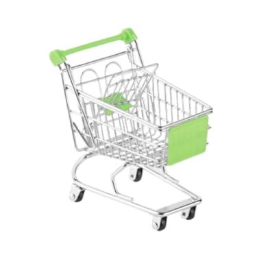Imagem de WeiLaiKeQi Mini carrinho de compras organizador de mesa ornamento decorativo crianças empurrar carrinho brinquedo supermercado brinquedo, Verde