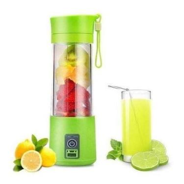 Imagem de Mini Liquidificador Portátil Trabalho Recarregável Verde - Geral