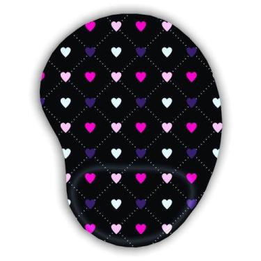Imagem de Mousepad com apoio Coração Preto Branco Rosa - JDM