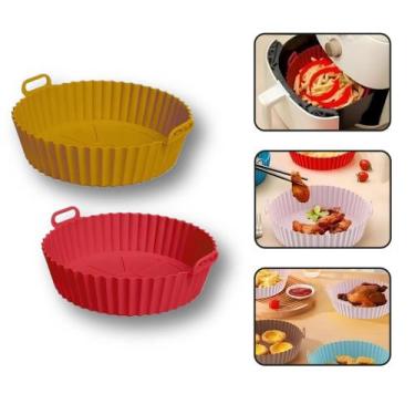 Imagem de Cesto Forma Rendonda Reutilizavel Para Air Fryer Silicone Com Alça 20 