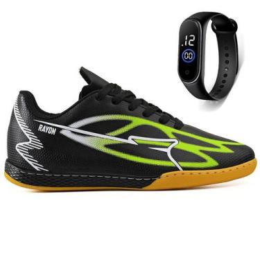 Imagem de Kit Chuteira Futsal Futebol Salao Quadra Sintetica + Relogio Adulto - 