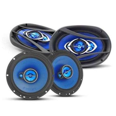 Imagem de Kit Fácil Falante Hurricane 6 + 6x9 280w Rms Prático Som, Azul
