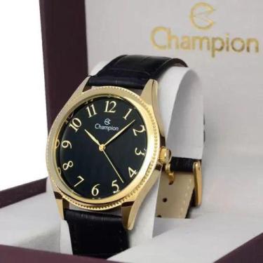 Imagem de Relógio Champion Dourado Masculino Pulseira Em Couro CH22788P