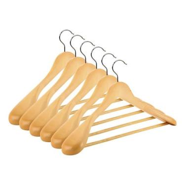 Imagem de Kit 6 Cabides Executivos Madeira Ombreira Blazers Paramount - Paramoun