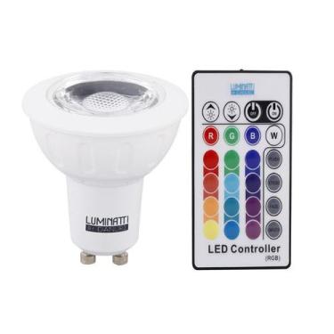 Imagem de Lampada led dicroica rgb com controle 3w gu10 - LUMINATTI