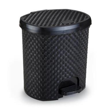 Imagem de Lixeira Preta Cozinha Rattan 6L Com Pedal - NITRON, U