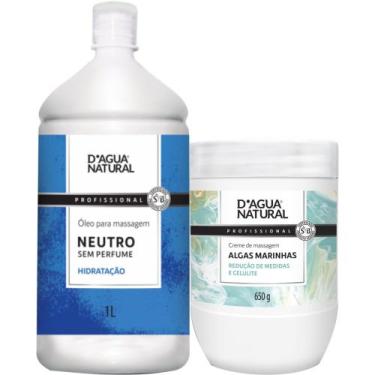 Imagem de Kit drenagem linfática  óleo neutro creme algas marinha  - D'Água Natu
