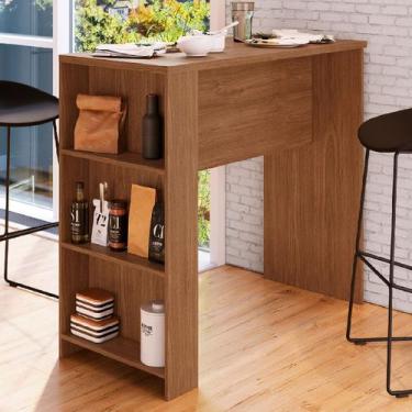 Imagem de Bancada de Cozinha Luna 3 Prateleiras Freijó - Irm Móveis, Marrom, Mod