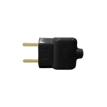 Imagem de Plug Tomada Pino Macho Prensa Cabo Fio 2P 10A 250V Preto - Ilumi