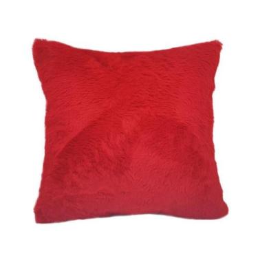 Imagem de Almofada De Pelo Pelúcia Pelo Curto Luxo Vermelho - Novadecora