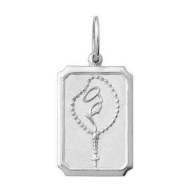 Imagem de Pingente Grande 2cm Modelo Retangular Santos Ouro Branco 18k ( 29 Sant