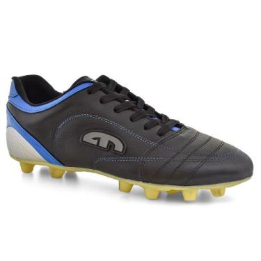Imagem de Chuteira Masculina Extra Tamanho Especial Para Campo Trava Fixa Preto 