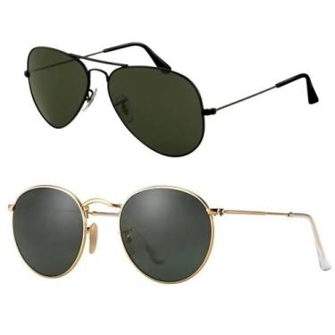Imagem de Kit Combo 2 Óculos De Sol Aviador +Round Casual Moda Unissex Proteção 