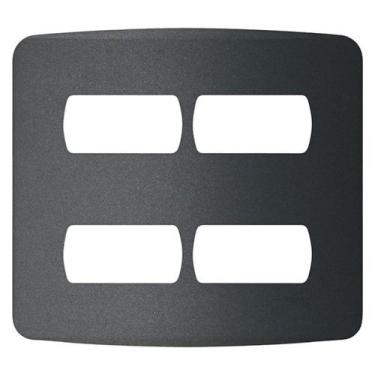 Imagem de Placa Miluz 4x4 4 Módulos com Suporte Grafite Schneider, Grafite