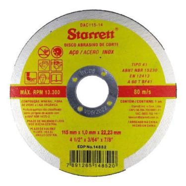 Imagem de Disco abrasivo de corte metal e inox 4.1/2"  starrett