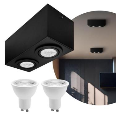 Imagem de Spot Plafon Sobrepor Box Mr16 Duplo Direcionável + Led 4,8w - Iluminar