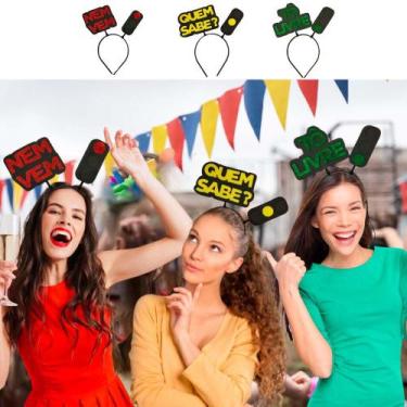 Imagem de Kit 3 Tiaras Carnaval pra Fantasia Amigas Sinal Vermelho Amarelo e Ver