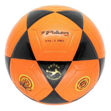 Imagem de Bola de Futevôlei Vulcanizada Poker Rio PU - Preto e Laranja, Lac, Pt