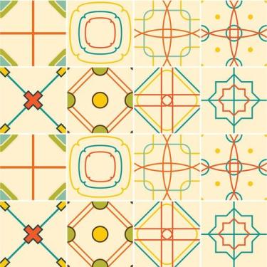 Imagem de Adesivo de Azulejo - Ladrilho Hidráulico - 10cm x 10cm - 16un - 358Azp