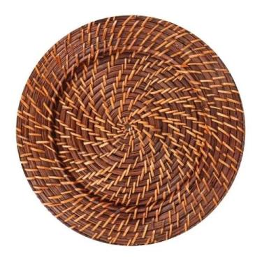 Imagem de Sousplat Jogo Americano Redondo Mundiart Rattan Bambu Marrom Claro ou 