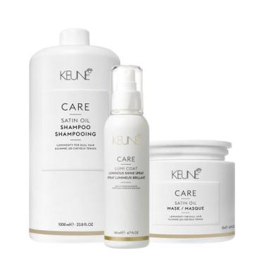 Imagem de Kit Keune Care Satin Oil Shampoo Litro Máscara G e Lumi Coat Finalizad