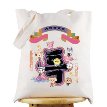 Imagem de WZMPA Kpop SKZ Band Tote Bag Korean K-POP Group Fans Gift K-Pop Band Fans reutilizável Grocery Bag SKZ Member Merchandise, Bolsa Skz, Large