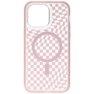Imagem de OtterBox Capa transparente para iPhone 14 Pro Max Symmetry Series - Checkmate (rosa), encaixa-se no MagSafe, bordas elevadas e ultra-elegantes protegem a câmera e a tela