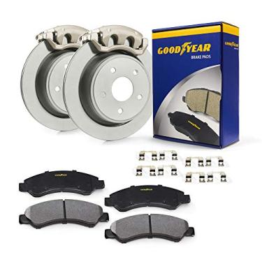 Imagem de Goodyear Freios PRC13628F | Kit de freio dianteiro com par (2) de pinças de freio revestidas com AntiOx e par (2) de rotores de freio revestidos com AntiOx e pastilhas de freio de cerâmica para Subaru