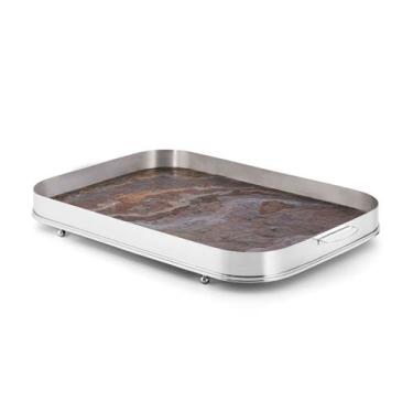 Imagem de Bandeja Galeria Lisa Oblonga Fundo de Pedra Black Line - St James