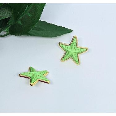Imagem de Brinco Feminino Estrela do Mar resina colorido Par de Brincos pequeno 