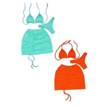 Imagem de Kit 2 Biquíni Com Saia peças Brilhante Premium - Praia - Betanqur, G