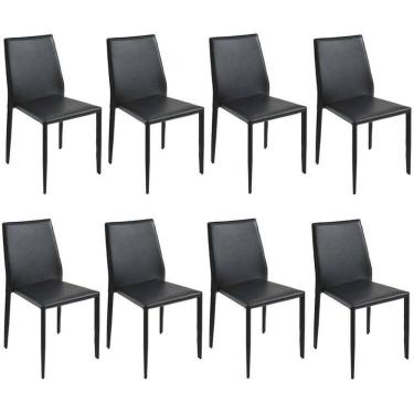Imagem de Kit com 8 Cadeiras de Jantar Amanda Pvc Preto