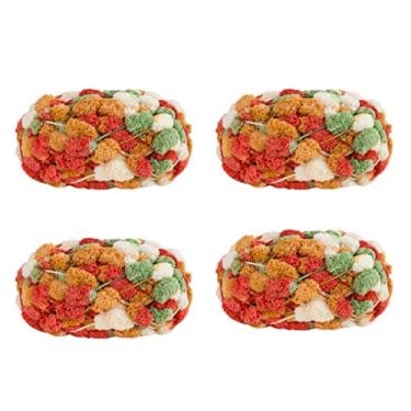 Imagem de 4 bolas de fio Pomp-A-Doodle, 100% poliéster Jelly Bean POM-POM para crochê, cobertor de tricô, tapete para animais de estimação, 600 g (trigo dourado)