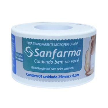 Imagem de Fita Trasparente Microperfurada Sanfarma 25mm x 4,5m 12 Unid