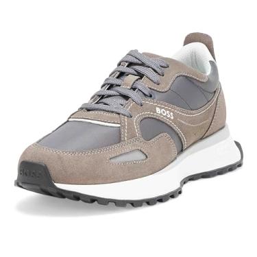 Imagem de BOSS Tênis esportivo masculino de camurça e nylon com logotipo lateral, Ardósia profunda, 45