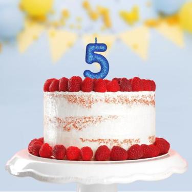 Imagem de Vela Aniversário Puro Glitter Azul Nº 5 Com 1 Un. - TAMAROZZI EMBALAGE