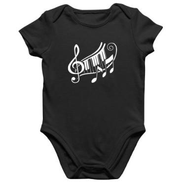 Imagem de Body Bebê Algodão Clave De Sol Teclas - Foca na Moda, Preto, P