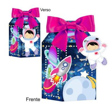 Imagem de 10 Caixas Milk Astronauta Morena Rosa com Personagem e Aplique 3D - QF