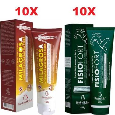Imagem de Atacado Revenda 10 Pomada Milagrosa 150g + 10 Pomada Fisio Fort 150g -