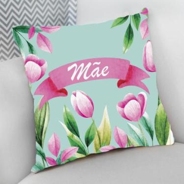 Imagem de Almofada Decorativa Cheia c/ Zíper 25x25 Dia das Mães Flores para Mamã
