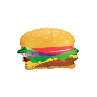 Imagem de Balão de Festa Metalizado 28'' 71cm - Hamburguer - 1 unidade - Flexmet